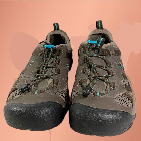 KEEN Waterproof Sport Shoe Women’s Size 9.5 Leather Brown/Turquoise #5133 - Picture 9 of 11